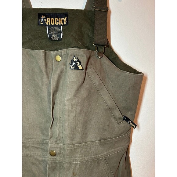 Rocky Canvas Insulated Bib Overalls Heavy Duty Workwear Double Knee Carpenter L - Picture 2 of 8